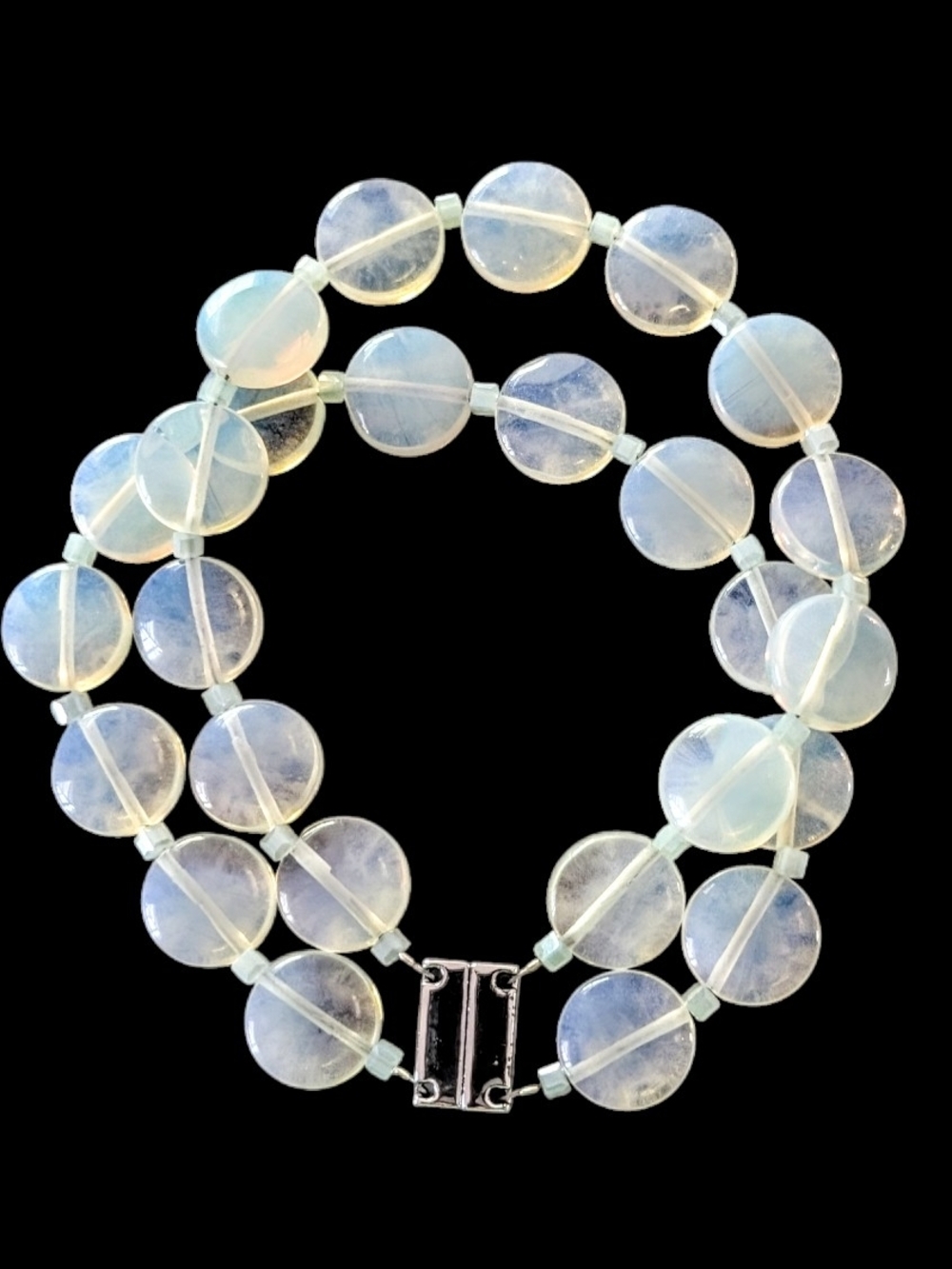 Moonshine Large Round Double-Strand Round Bead Bracelet - Iridescent Colors